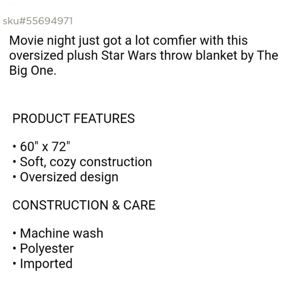 The Big One Bedding Nwt The Big One Brand Christmas Themed Star Wars Throw Blanket Poshmark